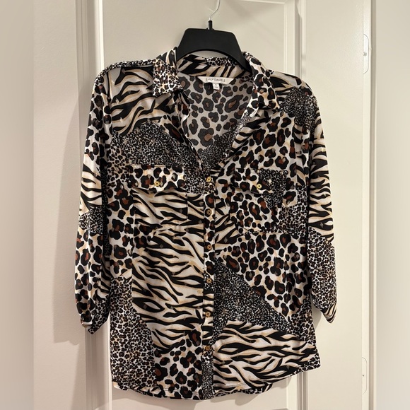 Sophie Rue Tops - Sophie Rue Multicolor Animal Print Button-Down Shirt